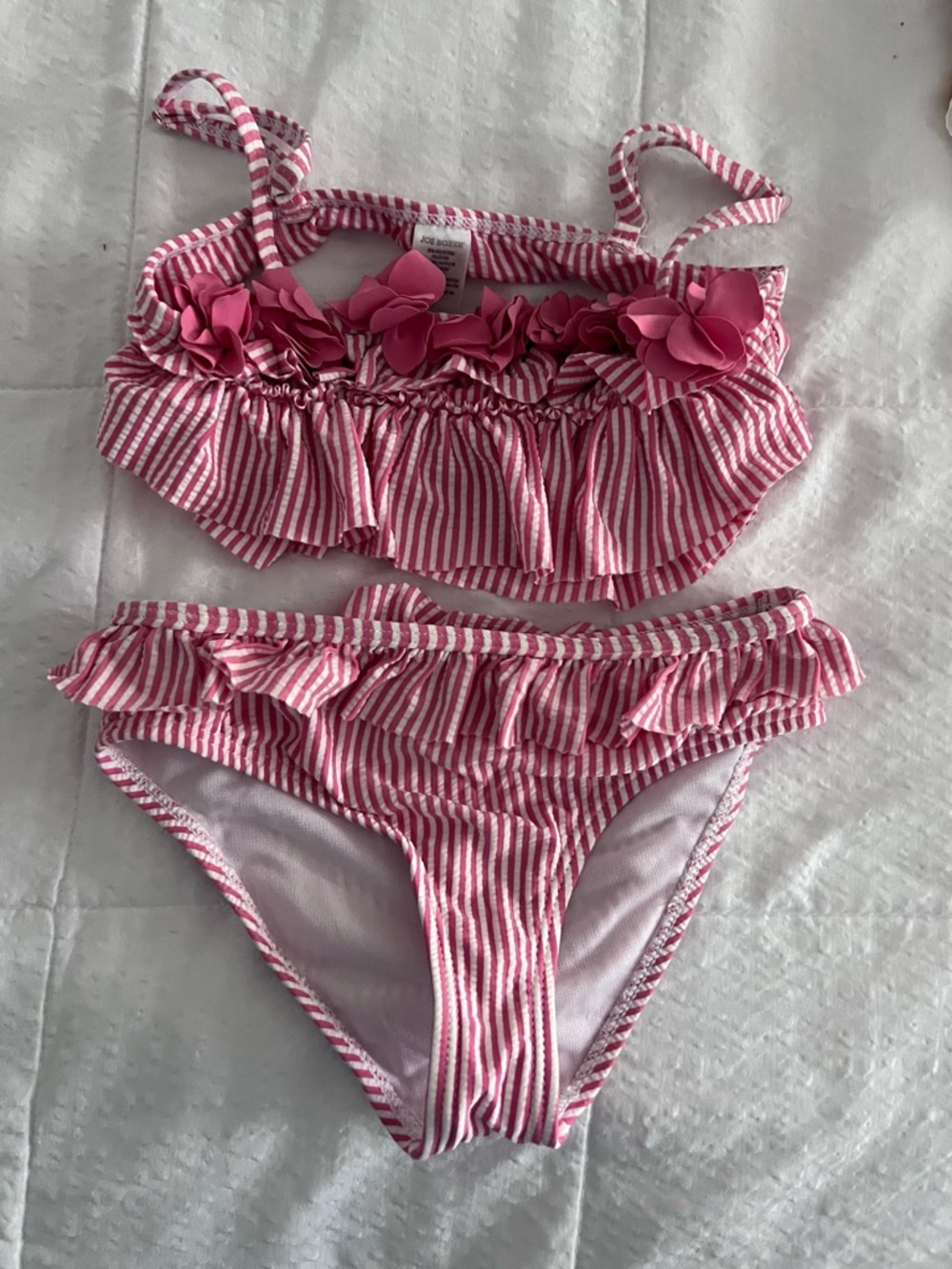 Joe Boxer Pink & White Striped Ruffle Bikini